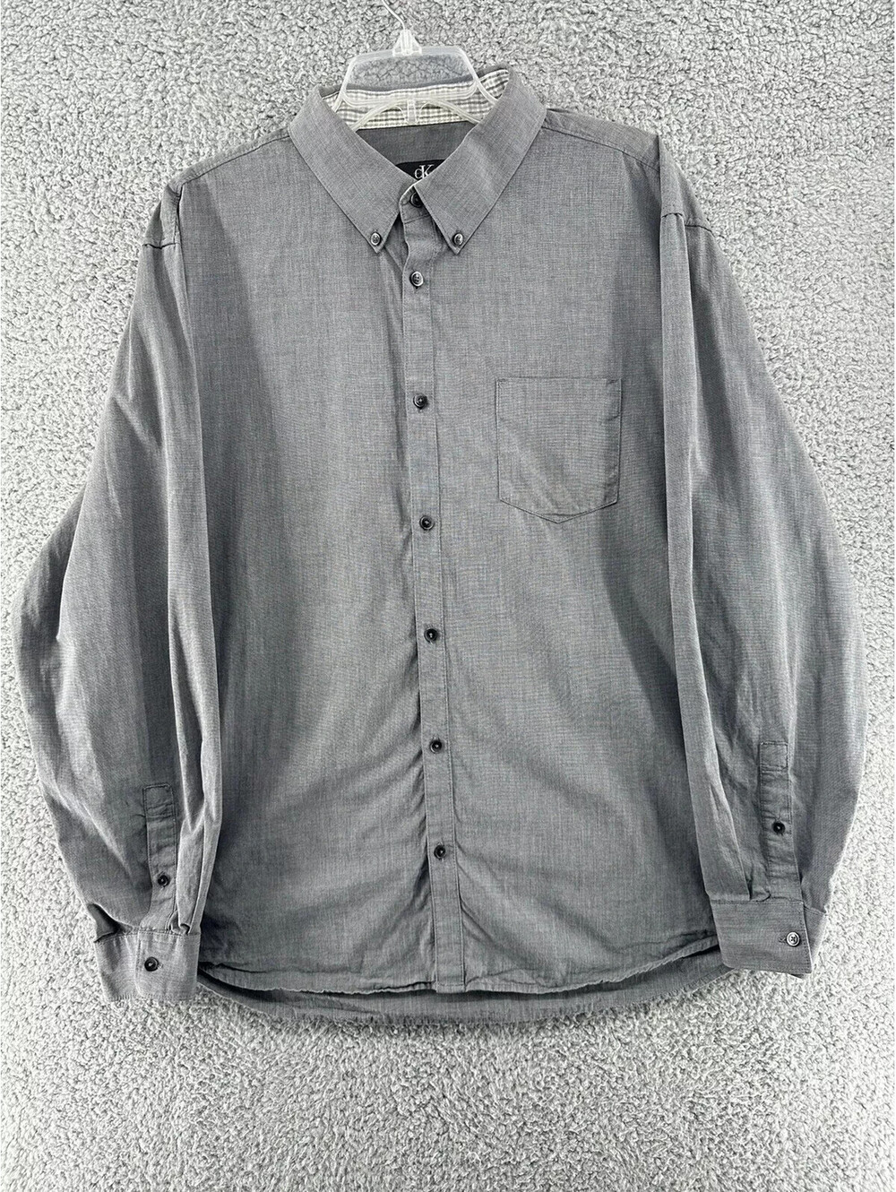CK Calvin Klein Button Down Shirt XL Gray Cuffs Long Sleeve